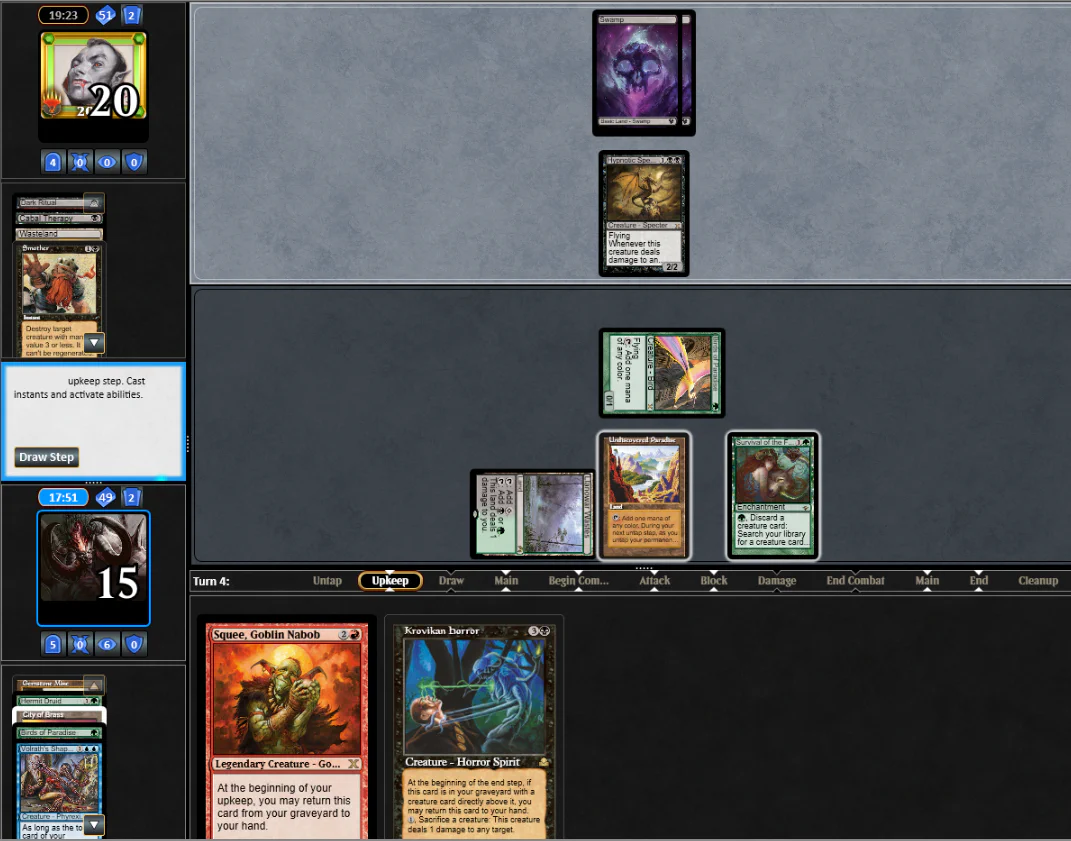 Squee and Krovikan Horror in hand vs Hypnotic Specter